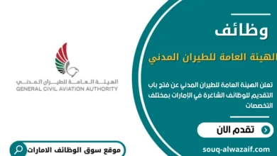 فرص عمل في الهيئة العامة للطيران المدني بالإمارات