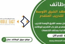 فرص عمل في معهد الشرق الأوسط للتدريب المتقدم في عمان