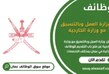 وظائف ⁧ وزارة العمل⁩ وبالتنسيق مع وزارة الخارجية في عمان في عمان