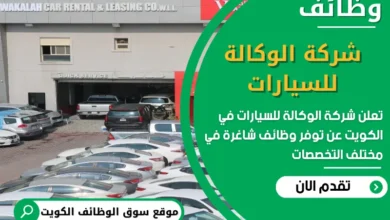 فرص عمل شركة الوكالة للسيارات في الكويت