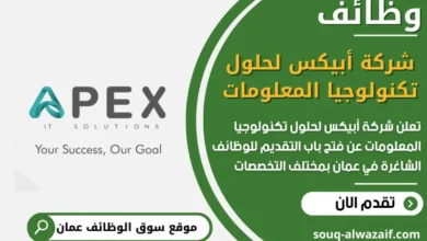 فرص عمل في شركة أبيكس لحلول تكنولوجيا المعلومات في عمان
